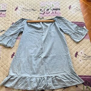 Light Blue denim Off-Shoulder cotton Dress